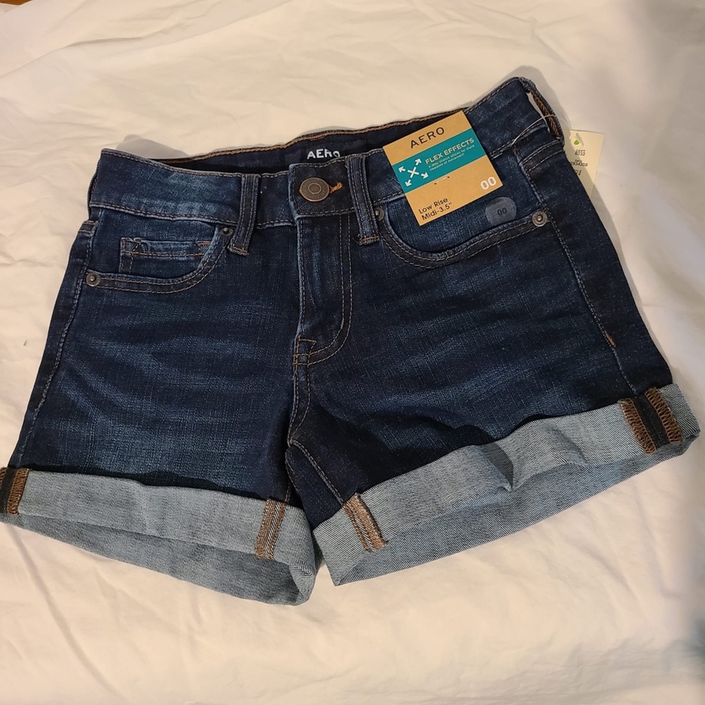 Aero Low Rise Dark Denim Shorts